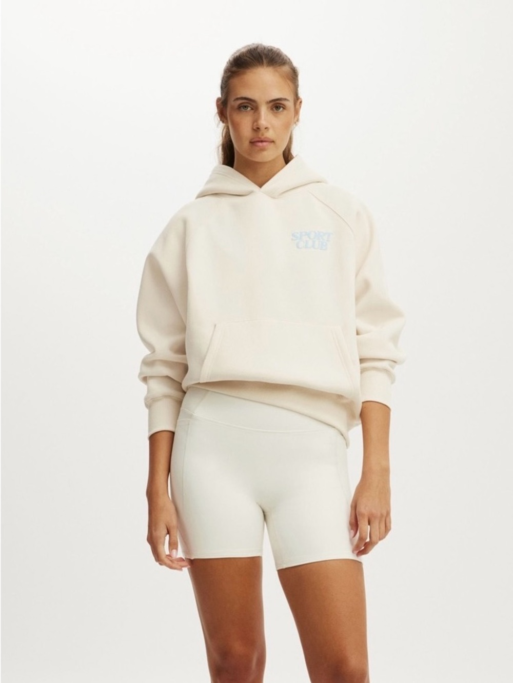 NWT Cotton On Body Plush Premium Graphic Raglan Hoodie - Coconut Milk/Sport Club - Picture 3 of 10